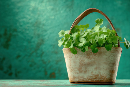 Capture the essence of healthy living with this image of fresh watercress nestled in a vintage basket, embodying an organic market aesthetic Perfect for cookbooks, blogs, or marketing, it showcases the rustic charm and natural beauty of farm-fresh produce Elevate your designs and projects with this captivating frame, a visual AI Generativeの素材