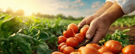 Immerse yourself in the farm-to-table experience! This image captures a chef harvesting vibrant, fresh vegetables directly from the source Witness the beauty of seasonal ingredients as they're carefully selected, showcasing the sustainable connection between the land, the chef, and your plate Celebrate locally sourced food and nature's abundance AI Generativeの素材