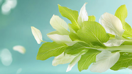 Capture the essence of healthy eating with this modern flat lay of endive leaves! Perfect for websites, blogs, and social media, this vibrant image elevates health food branding Showcase fresh produce, vegan recipes, and natural wellness, attracting health-conscious consumers Boost your brand's appeal with this eye-catching photograph, highlighting the crispness AI Generativeの素材
