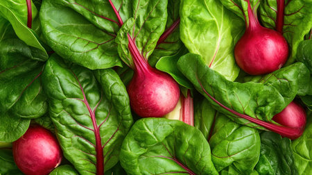 Visually explore the health benefits of Swiss chard! Stunning images showcase this nutritional powerhouse, highlighting its colorful leaves and essential vitamins minerals Perfect for health blogs, articles, and recipes, these visuals emphasize Swiss chard's beauty and wellness properties, making it a vibrant addition to any health-conscious diet Enhance your AI Generativeの素材