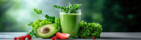 Unleash revitalizing power with this vibrant leafy green smoothie! A captivating splash embodies freshness, abundant vitamins, and detox benefits Fuel your body with nature's goodness, unlocking enhanced energy and well-being Discover a delicious and nutritious cleanse, empowering a healthier lifestyle Elevate your routine with this refreshing, vitamin-packed elixir for natural AI Generativeの素材
