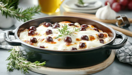 This image evokes the warmth of home with a rustic, traditional dish Bubbling cheese and aromatic herbs hint at simple, satisfying flavors perfect for cozy gatherings It's a visual feast that transports you to cherished memories and the heart of heritage, offering a comforting glimpse into culinary tradition This captures AI Generativeの素材