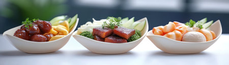 Discover fresh, organic flavors with these three street food bowls! Each boasts a unique profile, expertly crafted with the finest ingredients and bold, zesty sauces These vibrant dishes offer a quick, healthy, and satisfying meal, perfect for food lovers seeking authentic and flavorful street food experiences Indulge in an explosion AI Generativeの素材