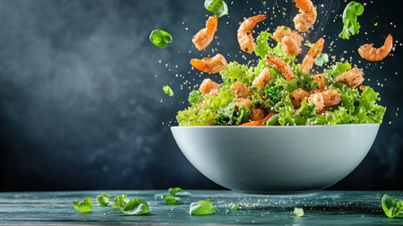Elevate your brand with captivating food photography Our images, like this one showcasing a blurred background and shallow depth of field, highlight plated dishes with stunning clarity Perfect for restaurants, bloggers, and food enthusiasts, we capture textures and flavors, adding visual depth and dimension for impactful advertising and content creation AI Generativeの素材