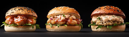 Experience a taste revolution with our gourmet mini burgers! We've reimagined organic fast food with wholesome, sustainably sourced ingredients and artisanal sauces Enjoy juicy, convenient sliders that perfectly blend health and indulgence Guilt-free deliciousness awaits the modern, health-conscious individual Savor the flavor! AI Generativeの素材