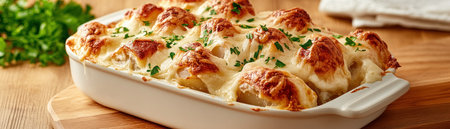 Experience pure comfort with our baked potato casserole! Tender potatoes swim in a rich, cheesy sauce, topped with a golden-brown, crispy layer This easy-to-make dish is perfect for family dinners and potlucks, bringing a taste of home to your table Simple, irresistible, and sure to be a new favorite! AI Generativeの素材
