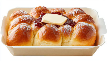 Capture the essence of artisanal baking with a mouthwatering image of freshly baked brioche Golden crust, tender interior, and irresistible aroma promise pure delight Served with butter and jam, it's perfect for breakfast, brunch, or a comforting snack Inspire baking blogs, advertising, social media, and recipe books with this bakery AI Generativeの素材