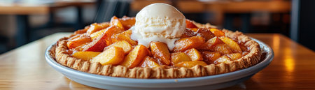 Warm peach cobbler, fresh from the oven, beckons with a glistening golden crust and bubbling, juicy peaches Vanilla ice cream melts atop, creating a tempting hot-and-cold symphony This homemade dessert is a decadent, shareable masterpiece, promising a burst of sweet, summery flavor and pure comfort It's an utterly irresistible treat AI Generativeの素材