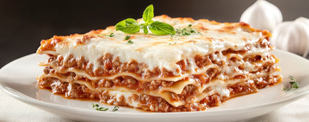 Immerse yourself in the heart of Italian cooking with this image of a bubbling lasagna Witness layers of pasta, rich meat sauce, and creamy cheese creating a visual masterpiece Perfect for food blogs or websites, it embodies authentic comfort food and invites you to share a delightful, savory experience Bring AI Generativeの素材