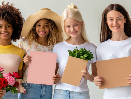 A vibrant protest scene unfolds, showcasing a diverse group united for equal rights Signs champion equality and social justice, highlighting the spirit of activism and community Witness the power of collective action and solidarity as individuals from varied ethnicities fight for freedom, dignity, and a more equitable society for all AI Generativeの素材