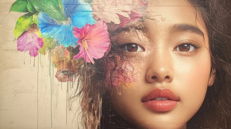 Witness a vibrant global art project celebrating unity and cultural exchange Artists from diverse backgrounds weave their unique perspectives into a breathtaking tapestry of shared creativity, showcasing inclusion, engagement, and harmony This expressive composition transcends borders, fostering understanding and interconnectedness through color, form, and the power of collaborative artistic expression AI Generativeの素材