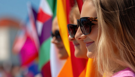 Immerse yourself in a lively international festival! Witness a vibrant kaleidoscope of cultures uniting in a colorful celebration of diversity Flags flutter amidst art, music, dance, and delicious cuisine, expressing global traditions Experience the spirit of unity and human connection in this joyous and festive atmosphere Join the revelry! AI Generativeの素材