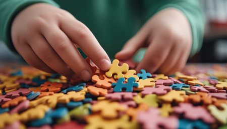 Fuel teamwork with engaging jigsaw puzzles! Witness employees sharpening problem-solving skills, boosting communication, and building morale through collaborative play Focused concentration and collective thinking create impressive results Ideal for corporate training and company culture content, showcasing the power of play, engagement, and teamwork for professional development AI Generativeの素材