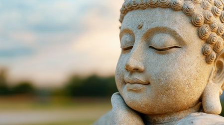 Find inner peace with our captivating image of a golden Buddha basking in a serene sunset Explore Southeast Asia's spiritual beauty in breathtaking detail Ideal for meditation backgrounds, inspirational art, or travel collections Download high-resolution images showcasing the majestic Buddha, sunset hues, and profound calm a journey for your AI Generativeの素材