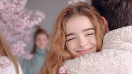 Find solace and strength through connection in support group therapy Witness healing hugs symbolizing emotional support and resilience Experience empathy's warmth as participants find solace in shared experiences This image captures the transformative power of emotional understanding, highlighting the journey toward recovery and well-being in a supportive environment Embrace healing AI Generativeの素材