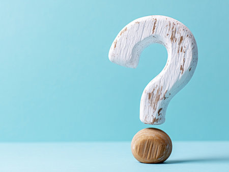 A white question mark on blue signifies problem-solving and guidance This symbolic image represents doubt, curiosity, and the quest for knowledge Ideal for presentations, websites, and marketing, it enhances concepts of strategic thinking and decision-making Engage audiences with a visual cue that represents challenges and resolutions, emphasizing critical inquiry and AI Generativeの素材