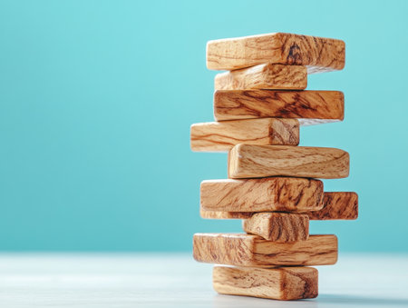Visually represent business growth with wooden blocks transforming from "Process" to "Success" This image symbolizes transformation, progress, and goal achievement through diligent effort and strategic planning Perfect for marketing, presentations, and websites, it offers a visual metaphor for business development, illustrating the journey from planning to profitability and the foundation AI Generativeの素材
