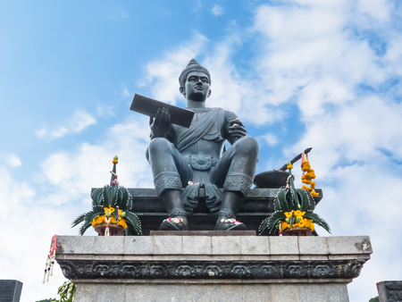 Statue Thai King from the history name Pho Khun Ramkhamhaeng  at Sukhothai Historical Park Thailandの写真素材