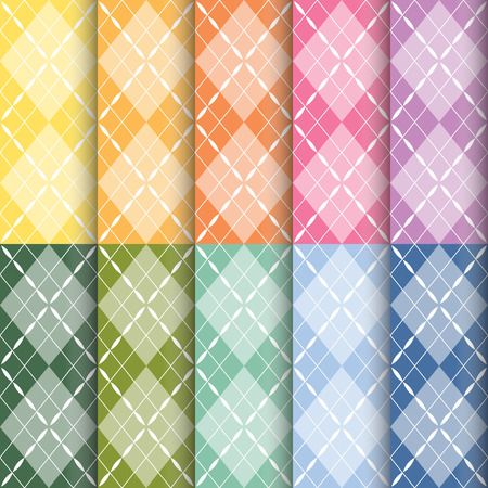  set of plaid pattern eamless background, vector illustrationのイラスト素材