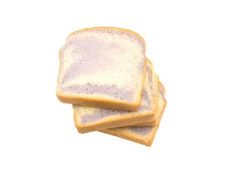 Taro sliced breads isolated on white backgroundの写真素材