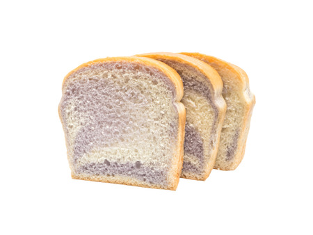 Taro sliced breads isolated on white backgroundの写真素材