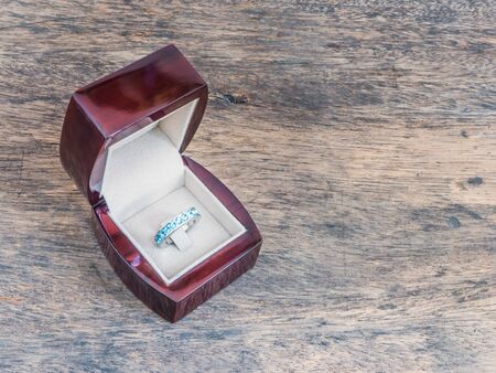Close up red oak wooden  jewelry box