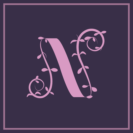 Letter N logo with creeper flower vine designのイラスト素材