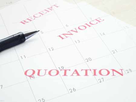 Composite of Pen with business document and white calendar.の写真素材