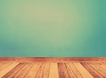Light blue wall and floor tiles wood pattern as background, vintage filter effectの写真素材