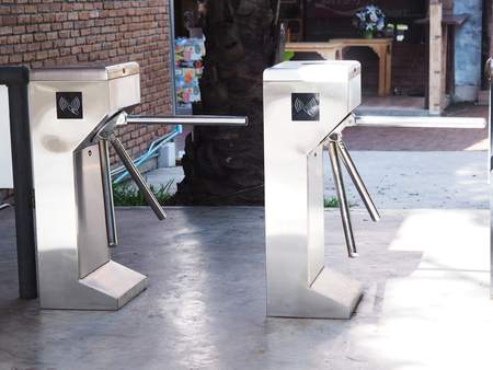 Turnstile controlling with electronic card reader at security gate