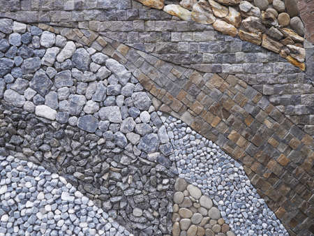 Variety stone pattern on concrete wall background. Floor tiles decoration.