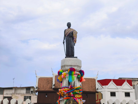 NAKHONRATCHASIMA THAILAND - APRIL 28, 2024 : The memorial monument of Thao Suranaree or Grandma Mo locate on Chumpol Road, Nakhonratchasima, Thailandのeditorial素材