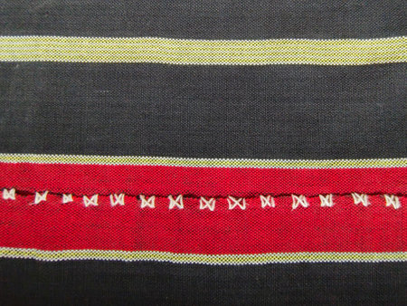 Black tweed cotton fabric with stripped pattern texture and background