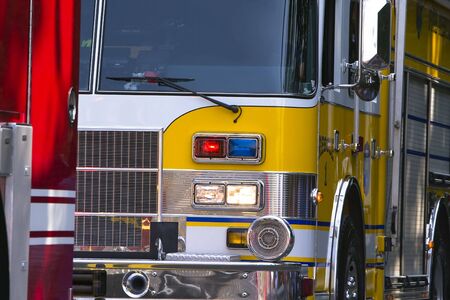 Close-up of section of fire truck.
