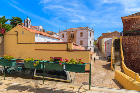 SILVES TOWN, PORTUGAL - MAY 17, 2015: view of colorful houses in old town of Silves.のeditorial素材