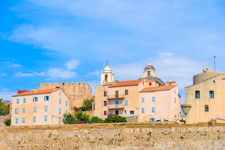 A view of Calvi old town and city walls, Corsica island, Franceの写真素材