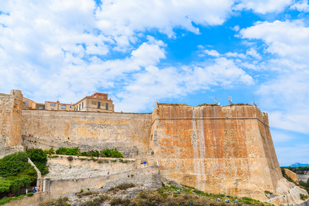 A view of Bonifacio citadel and city walls, Corsica island, Franceの写真素材
