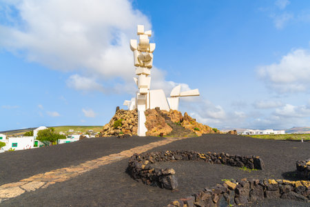EL CAMPESINO, LANZAROTE ISLAND - JAN 14, 2015: The Monumento al Campesino erected by the artist Caesar Manrique in the year 1986 is a memorial in honour of the hard working peasant farmers of Lanzaroteのeditorial素材