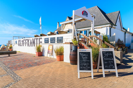 SYLT ISLAND, GERMANY - SEP 5, 2016: restaurant on coastal promenade in Wenningstedt village on Sylt island, Germany.のeditorial素材