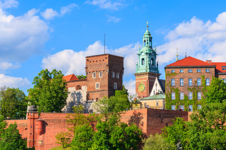 Wawel Royal Castle on sunny day in Krakow, Polandのeditorial素材