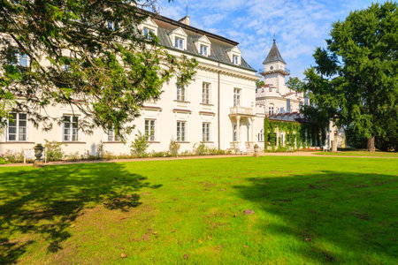 Beautiful palace in green park of Radziejowice village near Warsaw, Polandのeditorial素材