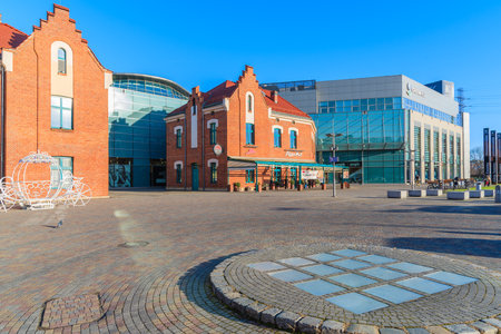 KRAKOW, POLAND - DEC 12, 2014: shopping mall in Kazimierz district of Krakow. Poland's improving economy encourages people to buy more and more goods in shopping malls which are very popular nowadays.のeditorial素材