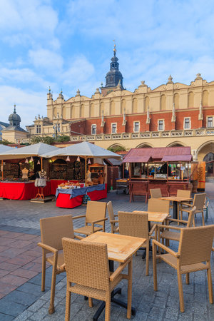 KRAKOW, POLAND - DEC 10, 2014: traditional Christmas market in Krakow. Many tourists visit this famous European city to buy traditional products of Poland and enjoy Christmas time.のeditorial素材