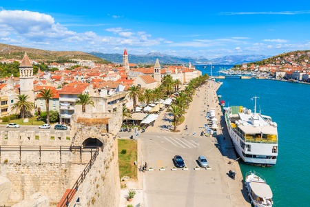View of Trogir town from castle tower, Croatiaの写真素材