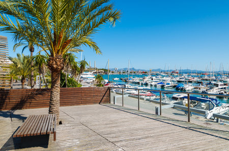 Promenade in Alcudia seaside town, Majorca island, Spainのeditorial素材