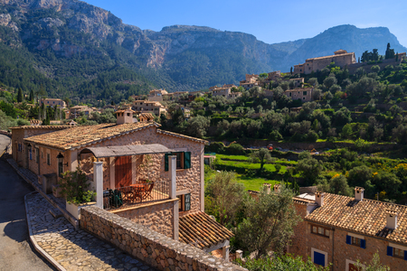 Stone houses in Deia mountain village, Majorca islandの写真素材