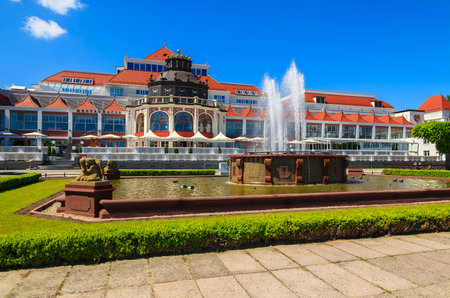 Fountain Sopot seaside town park in summer, Baltic Sea, Polandのeditorial素材
