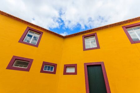 Typical Portuguese houses in Funchal town, Madeira islandの写真素材
