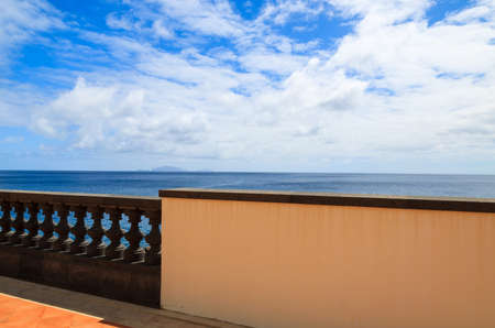 Promenade on coast of Madeira island in summer time, Portugalの写真素材
