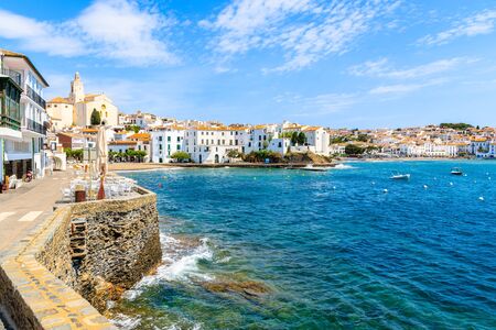 White houses and blue sea in Cadaques port, Costa Brava, Spain